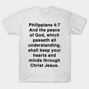 Philippians 4:7 King James Version Bible Verse Typography T-Shirt